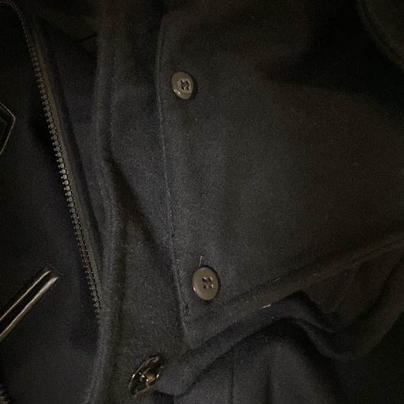 ☃️Liz Claiborne Womens Duffle Hooded Toggle Coat Wool Blend - Navy Blue (Large) - Picture 11 of 14